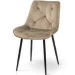 Стілець Прадо чорний/ велюр мокрий пісок