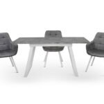 Стіл Тандем 120(+40)*75 білий метал/мрамор світл