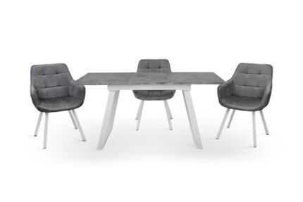 Стіл Тандем 120(+40)*75 білий метал/мрамор світл