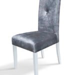 Стілець обідній Дімас білий/сіра тканина---