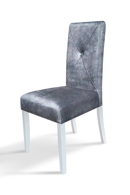 Стілець обідній Дімас білий/сіра тканина---