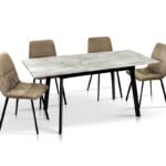 Стіл Етна 120(+40)*75 чорний метал/базальт