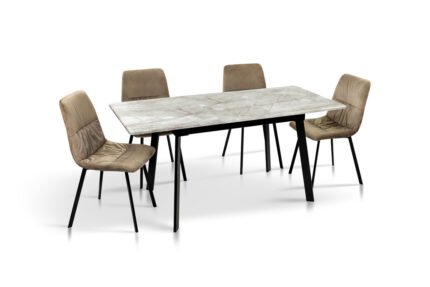 Стіл Етна 120(+40)*75 чорний метал/базальт