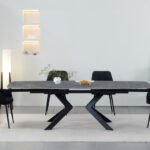 Стіл Топаз 180 (+80)*90, чорний/кераміка сіра