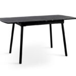 Стіл Соло 110(+35)*70 чорний метал/мрамор чорн