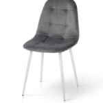 Стілець Квест, білий /велюр світло-сірий