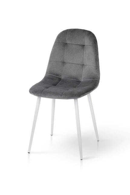 Стілець Квест, білий /велюр світло-сірий