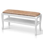 Банкетка з полкою Сієста 900, біла/бежева тканина