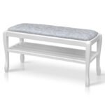 Банкетка з полкою Сієста 1100, біла/сіра тканина