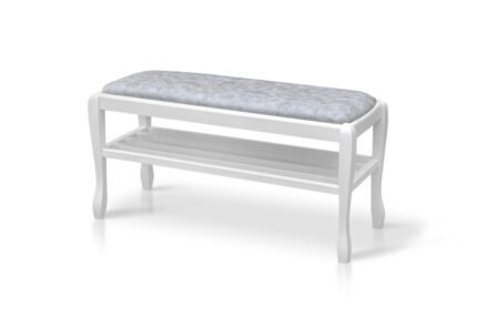 Банкетка з полкою Сієста 1100, біла/сіра тканина