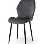 Стілець Леон  чорний/велюр темно-сірий