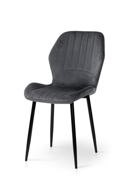 Стілець Леон  чорний/велюр темно-сірий