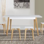 Стіл Сінгл (130+30)/80 ніжки дуб/столешня біла---