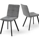 Стілець Тетріс, метал чорний/ тканина світло сір--