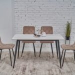 Обідній керамічний стіл TM-100 олімпо вайт + чорний