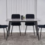 Обідній керамічний стіл TM-100 ребекка грей + чорний