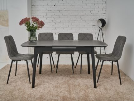 Керамічний стіл  TM-76 петра грей + чорний