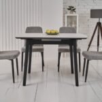 Керамічний стіл TM-87-1 білий мармур + чорний