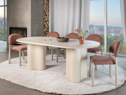 Стіл МДФ з матовим мікроцементним покриттям Кліо TM-220 бетон