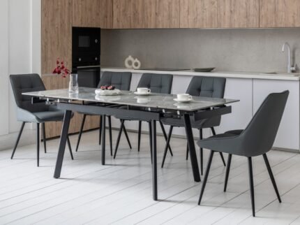 Керамічний стіл TM-98-1 б'янко каррара грей + чорний