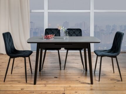 Керамічний стіл TM-87 гріджіо латте + чорний