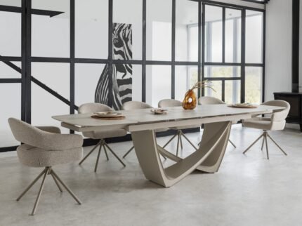 Керамічний стіл Беатріче TML-994 грей травертін + бежевий