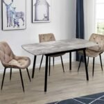 Стіл Соло 110(+35)*70 чорний метал/базальт