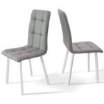 Стілець Трініті, метал білий/шкірзам світло-сірий