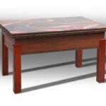 Стіл-трансформер ФЛАЙ, тем.горіх + скло абстракція