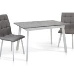 Стіл Етна 120(+40)*75 білий метал/мрамор світл