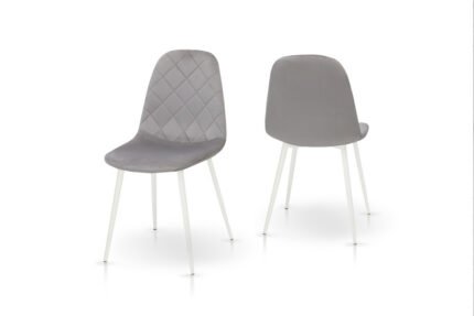 Стілець Ембер-L, білий/велюр світло-сірий