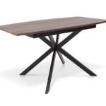 Стіл Річард 140(+40)*85 чорний метал/дуб ТК(горіх)