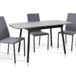 Стіл Соло 110(+35)*70 чорний метал/мрамор темн