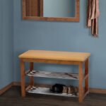 Лавка для взуття №1, св.горіх, кож.зам, бежевий