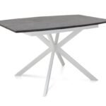 Стіл Річард 140(+40)*85 білий метал/мрамор темний
