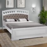 Ліжко Феліція 1600*2000, біл+ср пат/сірий шкір