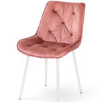 Стілець Прадо білий/ велюр пудровий