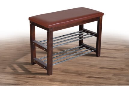 Лавка для взуття №1,тем.горіх кож.зам, коричневий