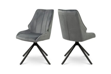 Стілець Спіннер чорний/велюр сірий