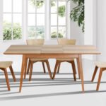 Стіл Рондо (130+40)/75 каркас горіх/столеш натур--