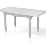 Стіл обідній Венеція (120+40)/80, білий+сріб патин