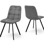 Стілець Софт, метал чорний/ тканина темно сіра