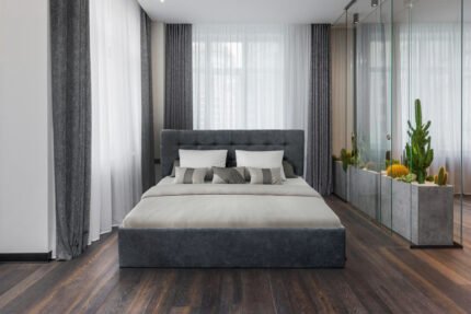 Ліжко Мішель 1600*2000 с п/м Аляска 10 темно-сірий