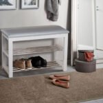 Лавка для взуття №1, біла, кож.зам, сірий