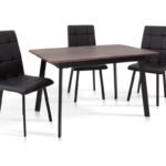 Стіл Етна 120(+40)*75 чорний метал/дуб ТК (горіх)